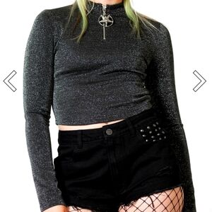 Killstar long sleeve top - Baphomet Zip Pendants